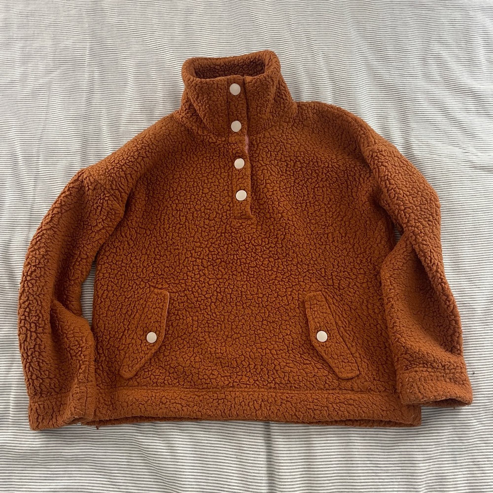 J. Crew Women's Brown Vintage Fleece Sherpa Pullover